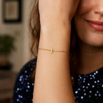 14K Yellow Gold Mini Initial J Bracelet, view 4