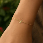 14K Yellow Gold Mini Initial J Bracelet, view 7