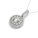14K White Gold Diamond Halo Round Shape Pendant (1 1/4 cttw), view 2