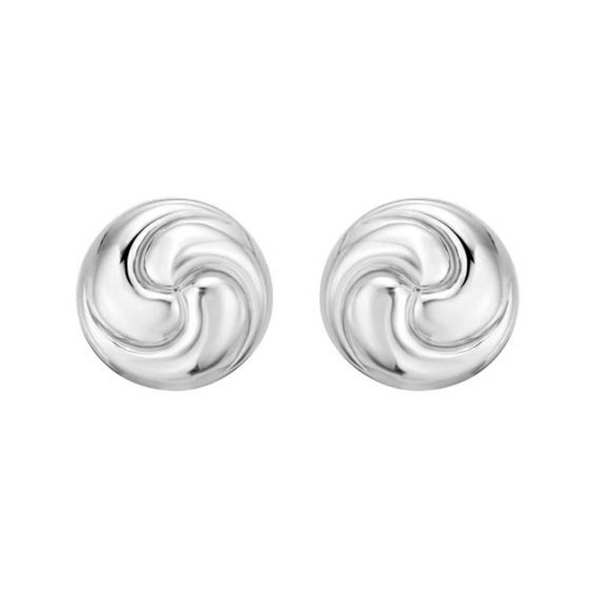 Sterling Silver Puffed Swirly Knot Stud Earrings, view 2