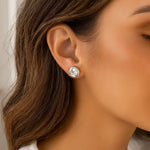 Sterling Silver Puffed Swirly Knot Stud Earrings, view 3