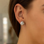 Sterling Silver Puffed Swirly Knot Stud Earrings, view 4