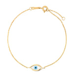 14K Yellow Gold MOP Evil Eye Bracelet (1.00 mm), view 2