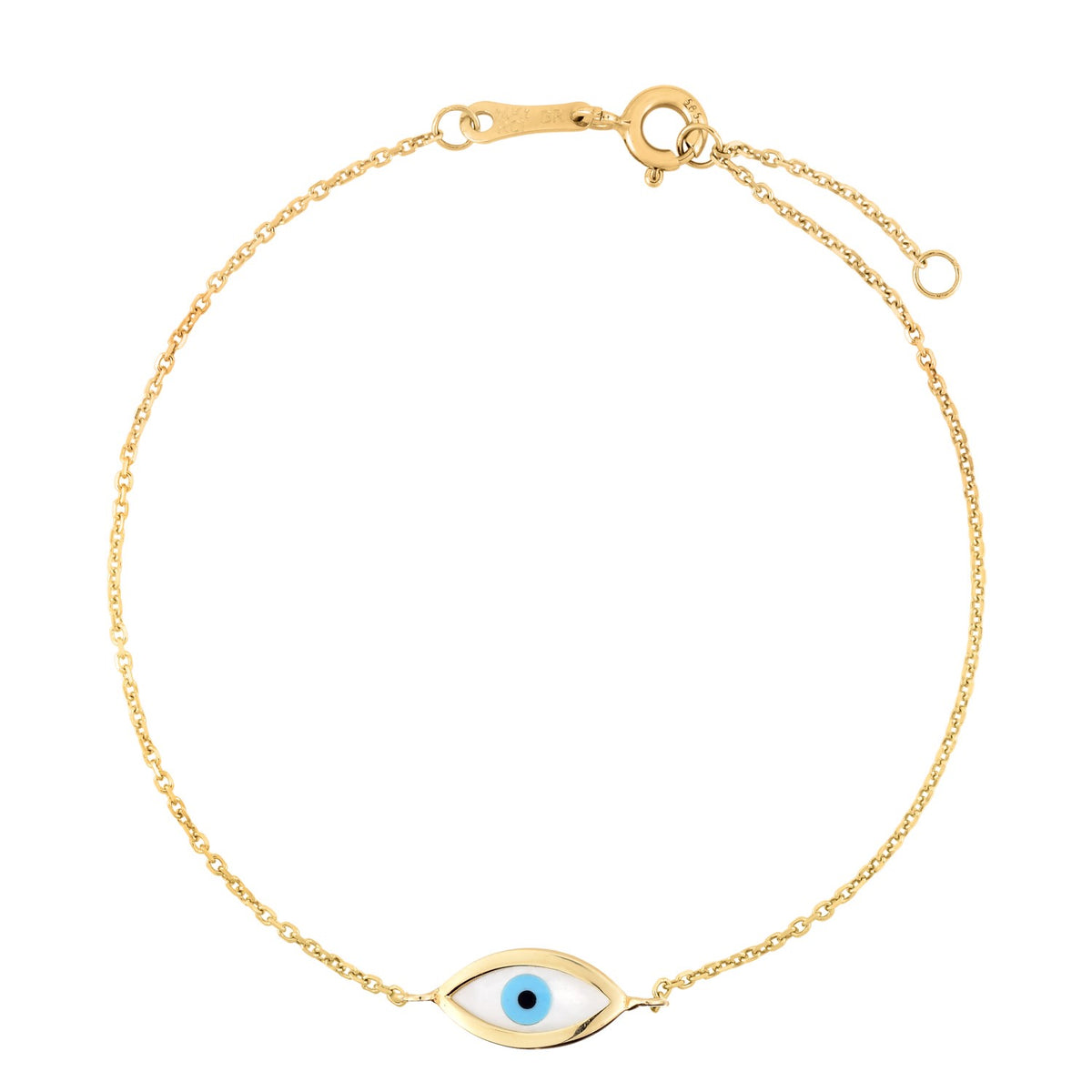 14K Yellow Gold MOP Evil Eye Bracelet (1.00 mm), view 2