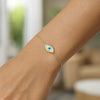 14K Yellow Gold MOP Evil Eye Bracelet (1.00 mm), view 4