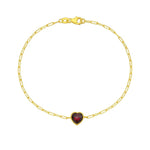 14K Yellow Gold Garnet Heart Bracelet, view 2