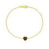 14K Yellow Gold Garnet Heart Bracelet, view 2