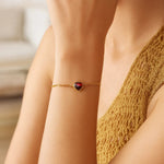 14K Yellow Gold Garnet Heart Bracelet, view 3
