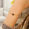 14K Yellow Gold Garnet Heart Bracelet, view 4