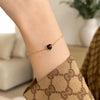 14K Yellow Gold Garnet Heart Bracelet, view 5