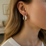 Sterling Silver Sculptural Crescent Hoop Earrings, view 3