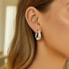 Sterling Silver Sculptural Crescent Hoop Earrings