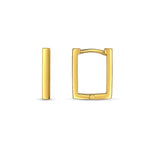 14K Yellow Gold Rectangle Huggie Hoops