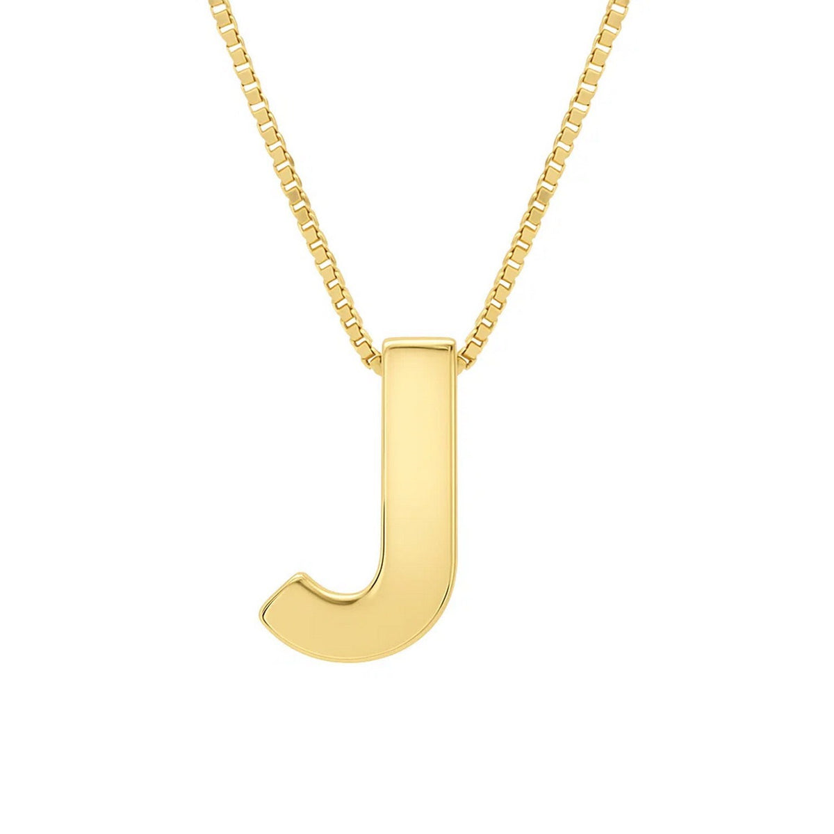 14K Yellow Gold Yours Truly Block Letter Initial J Necklace, view 2