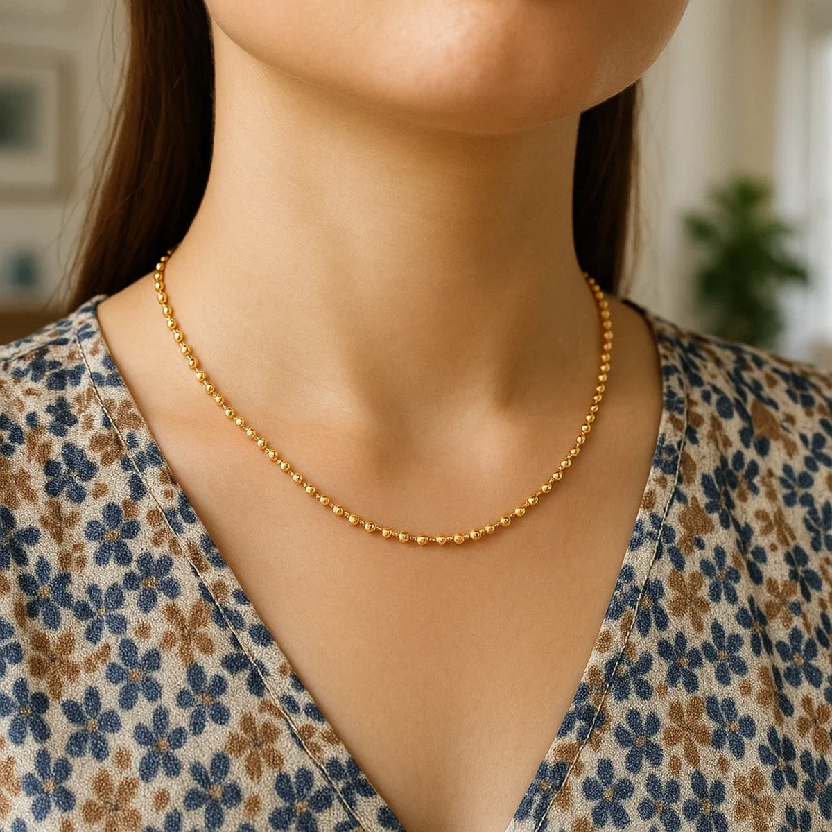 Moon Cut Bead Chain in 14k Yellow Gold (2.50 mm), view 4