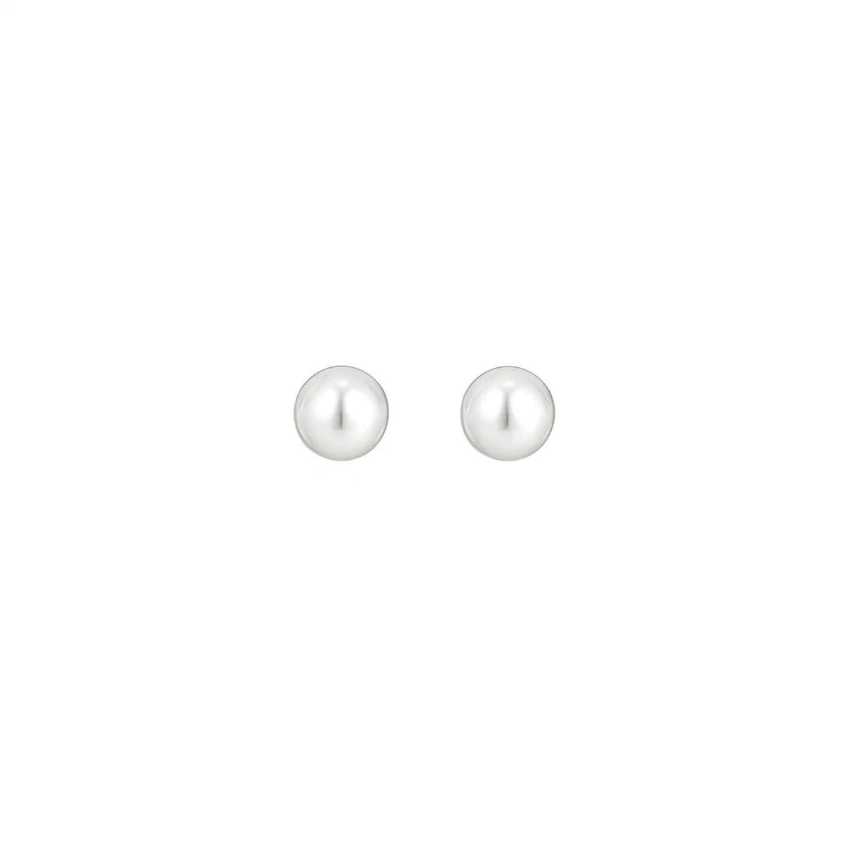White Freshwater Cultured Pearl Stud Earrings in 14K White Gold (4.00 mm), view 2