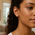 White Freshwater Cultured Pearl Stud Earrings in 14K White Gold (4.00 mm), view 4