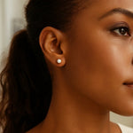 White Freshwater Cultured Pearl Stud Earrings in 14K White Gold (4.00 mm), view 5