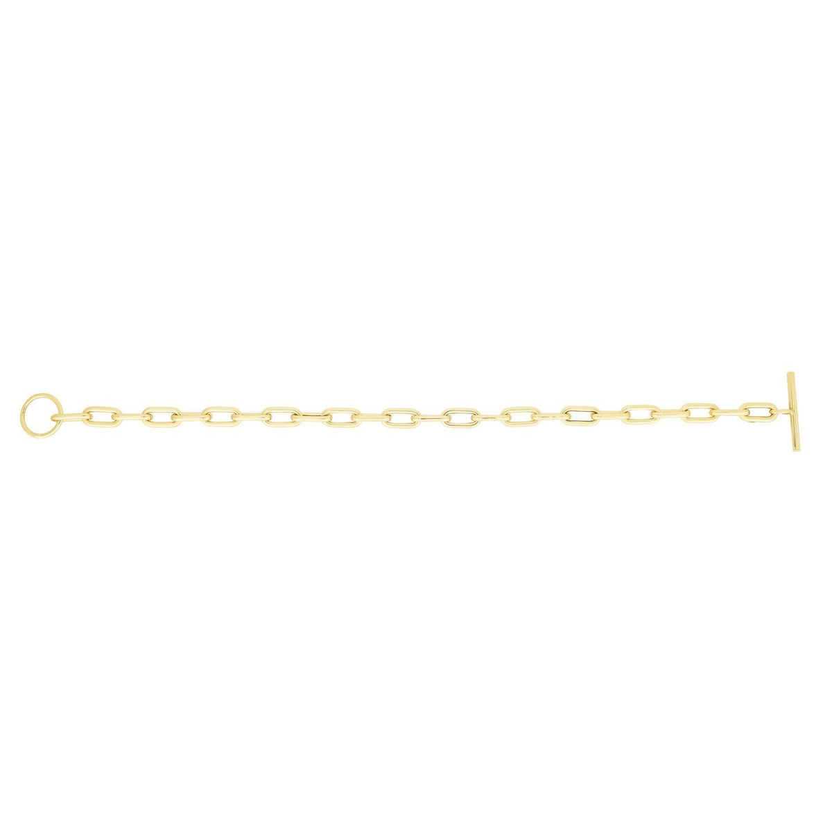 14K Yellow Gold Paperclip Toggle Bracelet, view 3