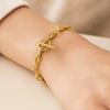 14K Yellow Gold Paperclip Toggle Bracelet, view 4