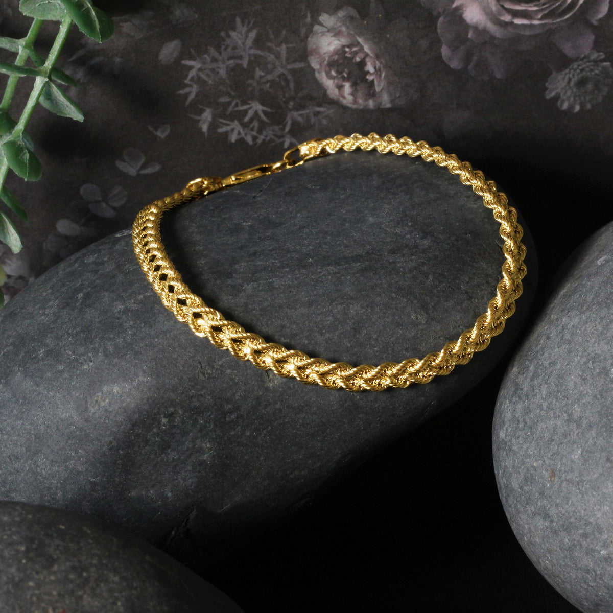 Double Rope Chain Bracelet in 10K Yellow Gold (2.10 mm), view 2