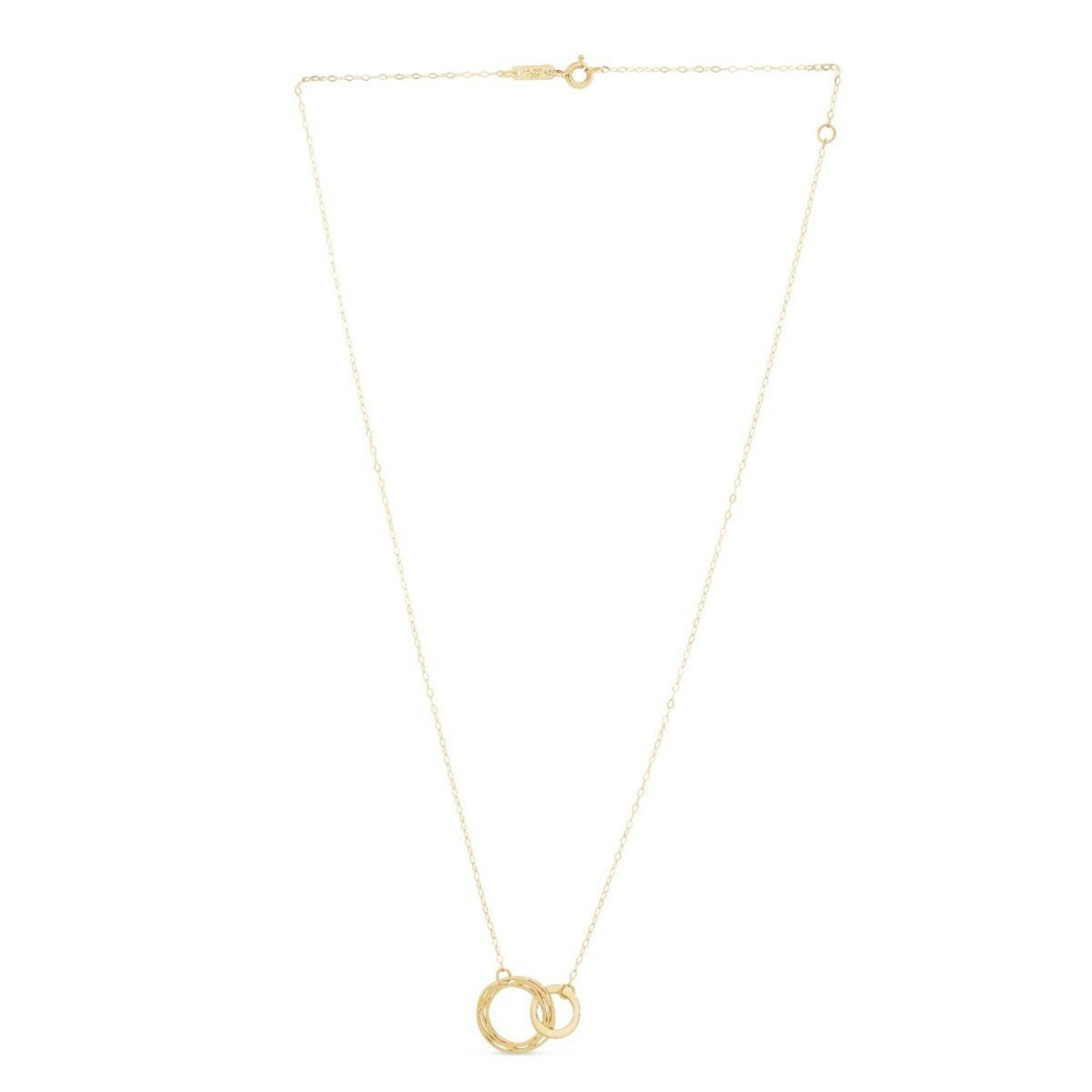 14K Yellow Gold High Polish Linked Double Circle Cutout Necklace, view 2