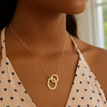 14K Yellow Gold High Polish Linked Double Circle Cutout Necklace, view 4
