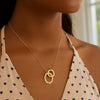 14k Yellow Gold High Polish Linked Double Circle Cutout Necklace