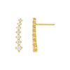14k Yellow Gold Climber Post Earrings with Cubic Zirconias