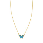 14K Yellow Gold Primavera Turquoise Butterfly Necklace, view 2