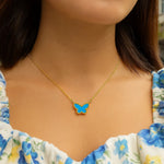 14K Yellow Gold Primavera Turquoise Butterfly Necklace, view 4