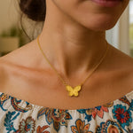 14K Yellow Gold Primavera Turquoise Butterfly Necklace, view 5