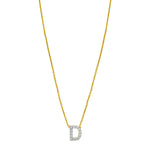 14K Yellow Gold Mini Diamond D Initial Pendant Necklace