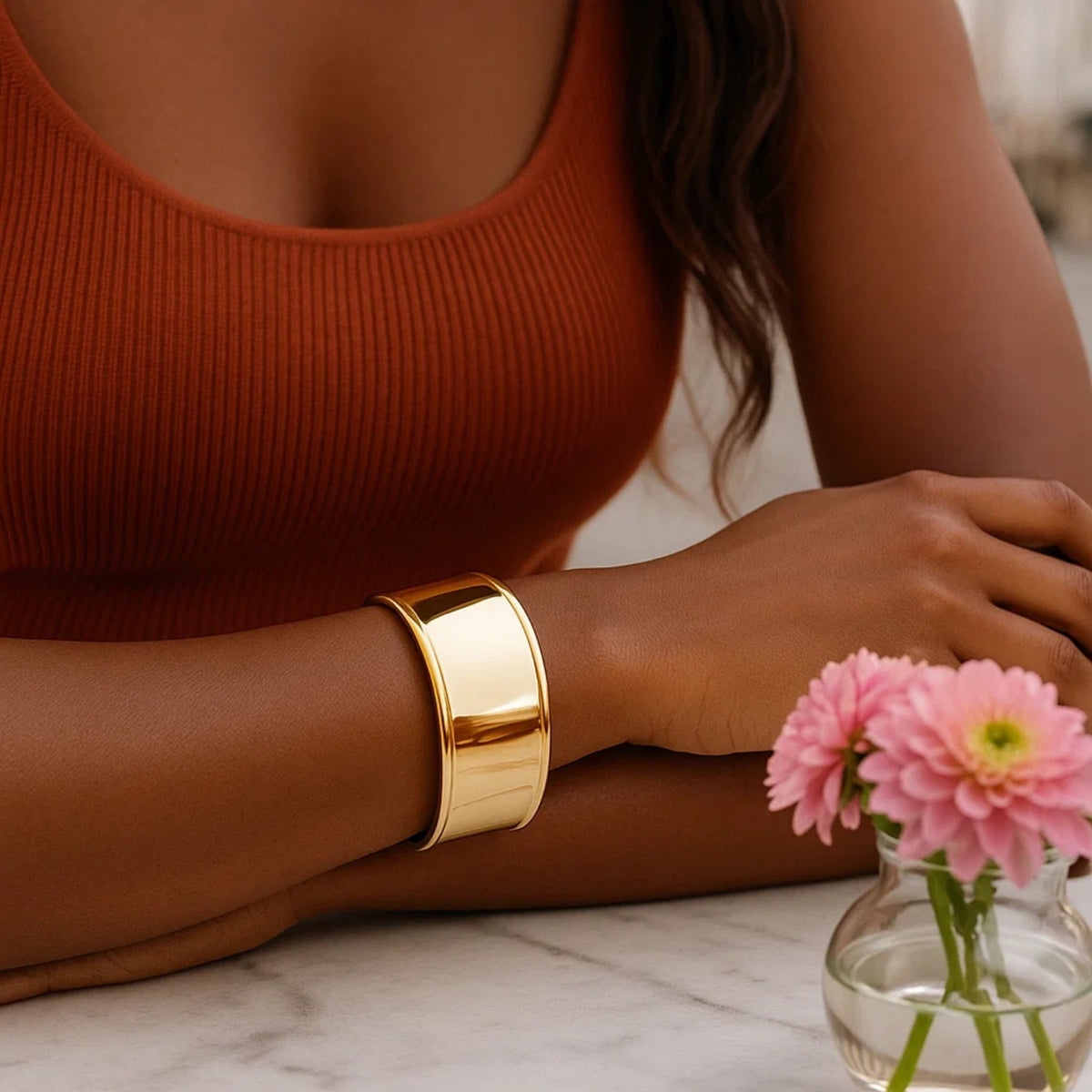 Designer Classic Cuff Bangle in 14K Yellow Gold (20.40 mm), view 5