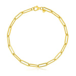 14K Yellow Gold High Polish Alternating Bead Paperclip Bracelet (3.50 mm), view 2