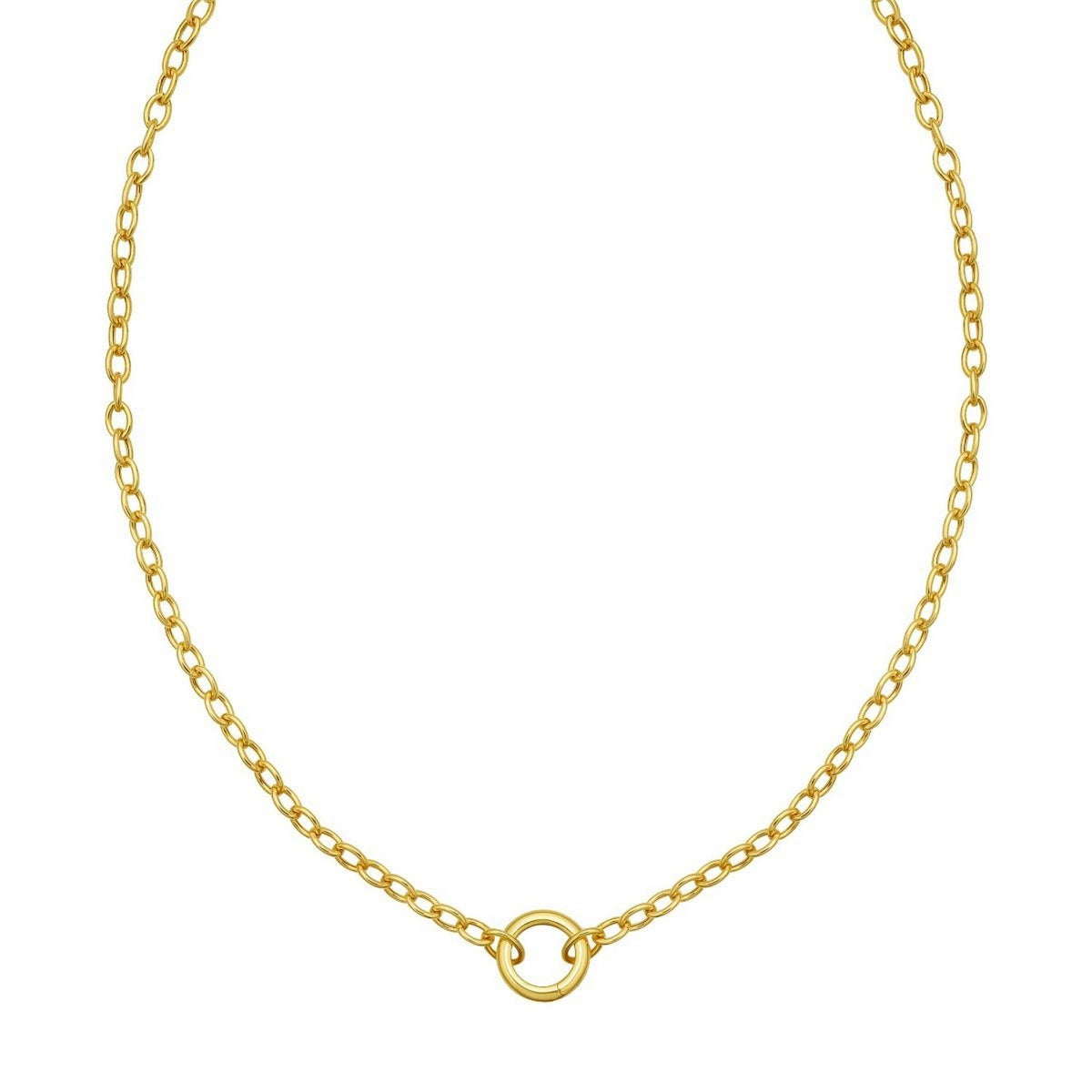 14K Yellow Gold Push Lock Charm Necklace (4.20 mm), view 2