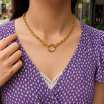 14K Yellow Gold Push Lock Charm Necklace (4.20 mm), view 3