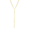 14k Yellow Gold Paperclip Chain Lariat Necklace