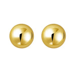 Sterling Silver Yellow Gold Plated Puffed Button Omega Earrings, view 2