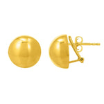 Sterling Silver Yellow Gold Plated Puffed Button Omega Earrings, view 3