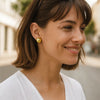 Sterling Silver Yellow Gold Plated Puffed Button Omega Earrings