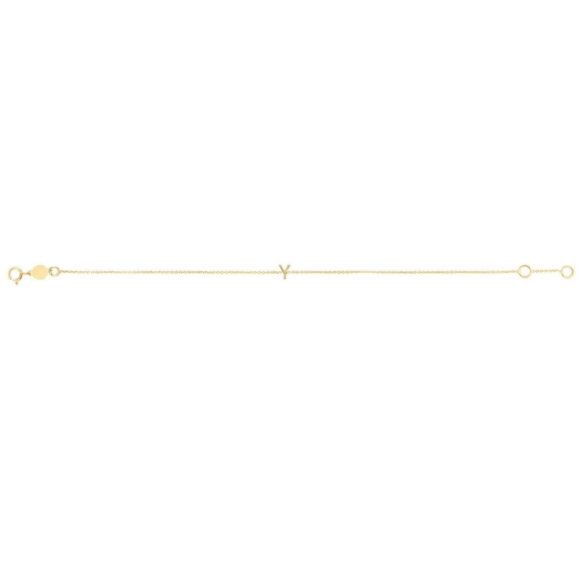 14K Yellow Gold Mini Initial Y Bracelet, view 2