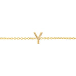 14K Yellow Gold Mini Initial Y Bracelet, view 3
