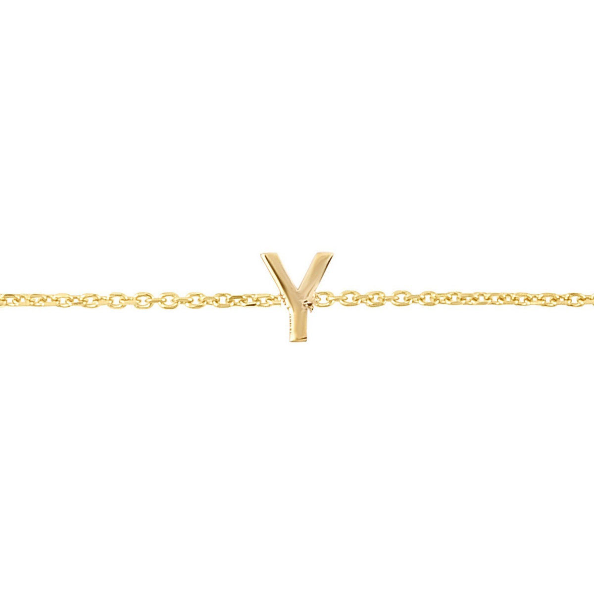 14K Yellow Gold Mini Initial Y Bracelet, view 3