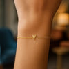 14K Yellow Gold Mini Initial Y Bracelet, view 6