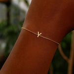 14K Yellow Gold Mini Initial Y Bracelet, view 7