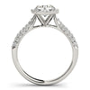 14k White Gold Halo Diamond Engagement Ring with Pave Band (1 1/3 cttw)