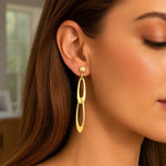 14K Yellow Gold Italian Oval Link Earrings, view 2