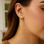 14K Yellow Gold Italian Oval Link Earrings, view 3