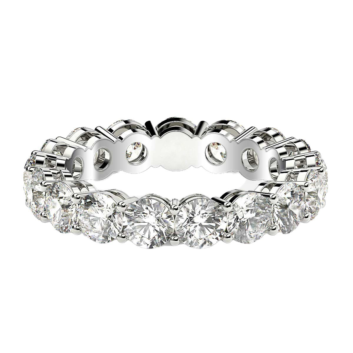 Round Cut Lab Grown Diamond Eternity Ring in 14K White Gold (3 cttw FG/VS2), view 2